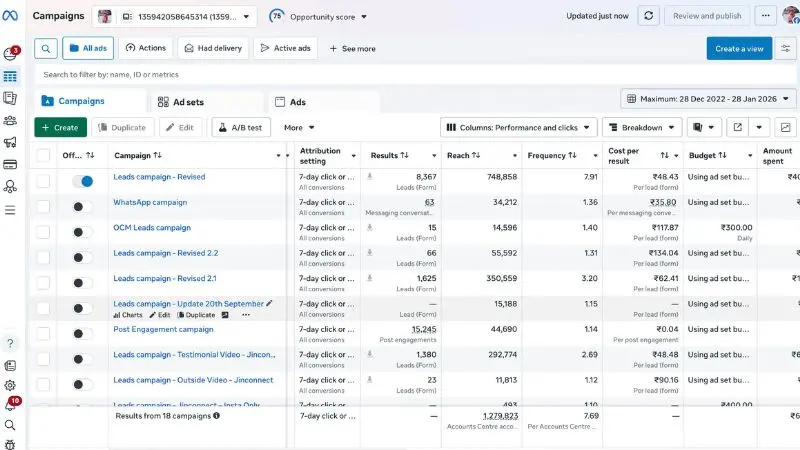 Meta Ads Dashboard Result